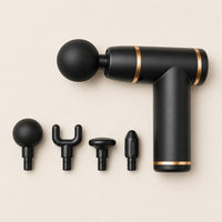 Massage gun with its four interchangeable heads
